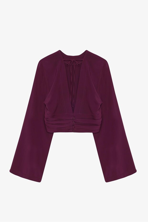 بلوزة مكشوفة الظهر بلون البرقوق - 1