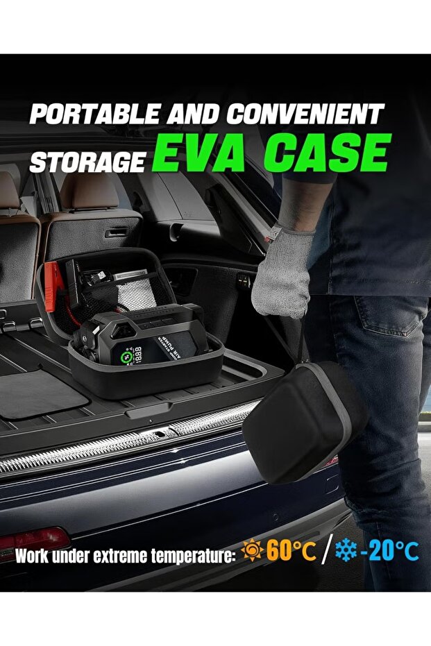 Multi-Function Car Starter with Fast Emergency Charging, Built-in Car Air Pump, and Powerful Int - 7