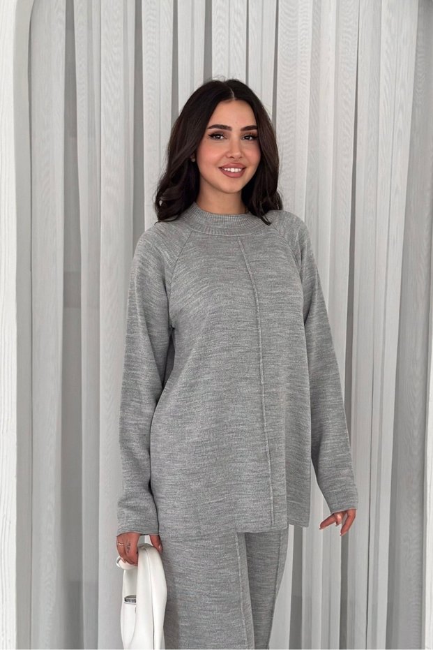 Basic Oversized Sweater Pants Knitwear Bottom-Top Set Aw25Au0043