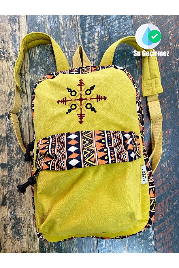 Waterproof Nubi Ethnic Authentic Bohemian Embroidered Patterned Backpack Daily Travel Use