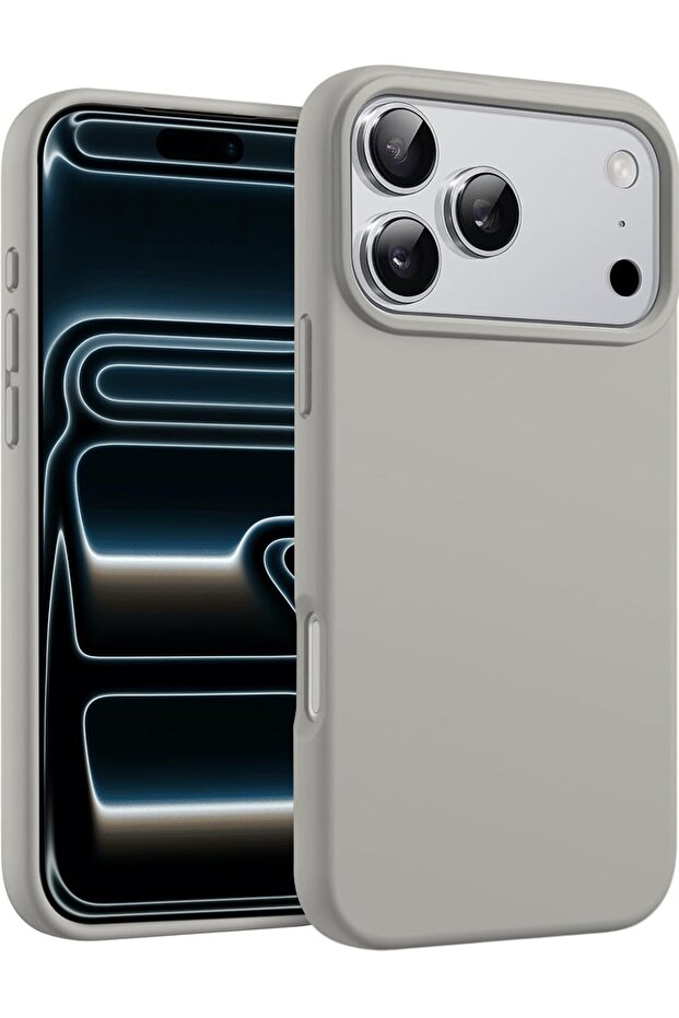 Apple iPhone 17 Pro Max Case Inside Velvet Screen and Camera Raised Launch Silicone Cover Gray