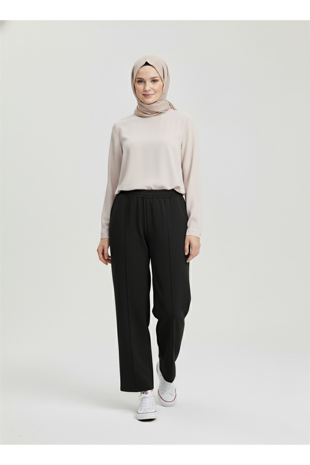 بنطلون سكوبا حواف أسطوانية - أسود - 1