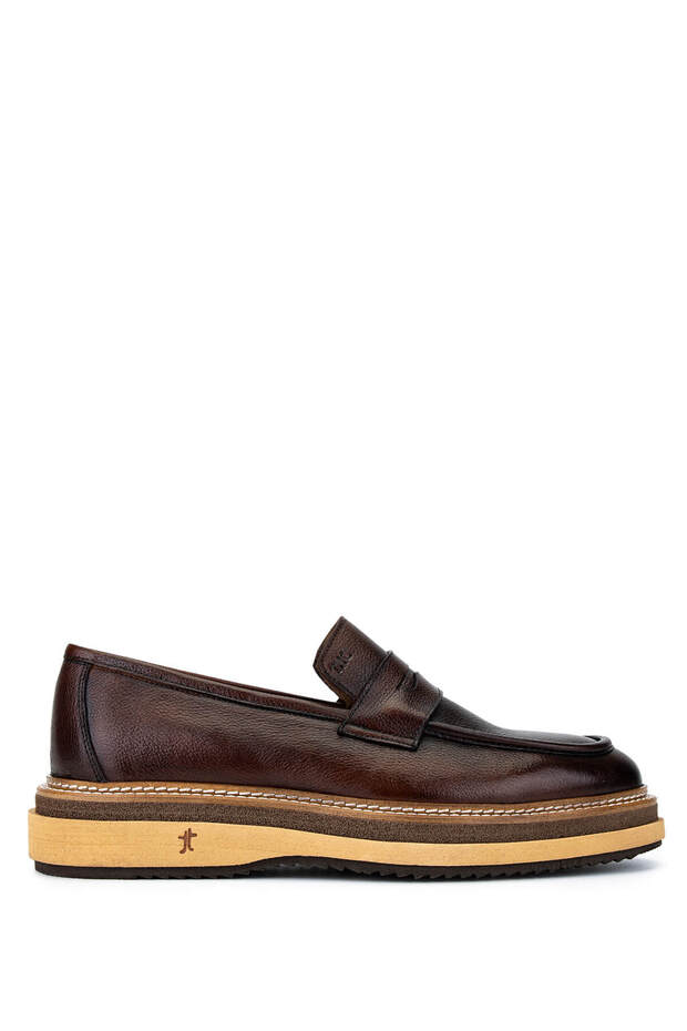 Men's Genuine Leather Tan Loafer Shoes