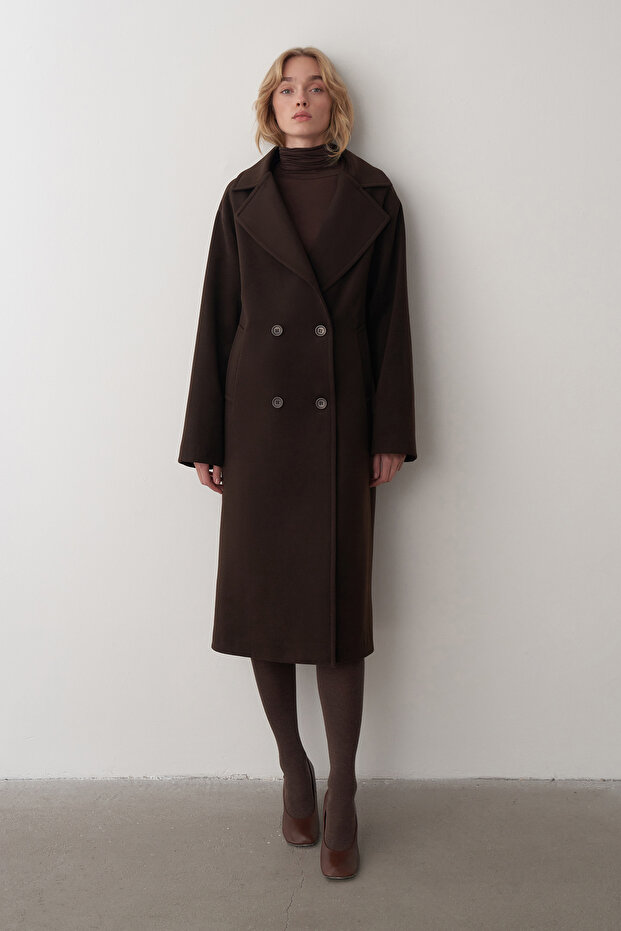 Acı Kahve Luce Yün Oversize Kaban - 1