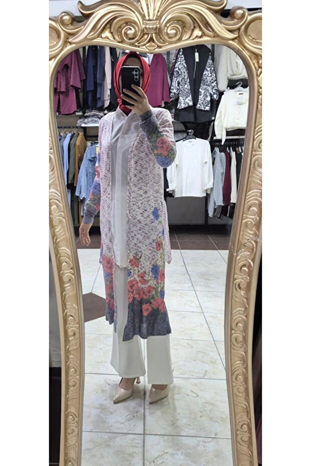 Desenli triko hırka - 4