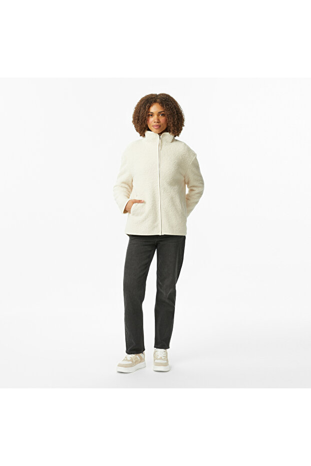 Kadın Krem Oversize Sweatshirt - 3