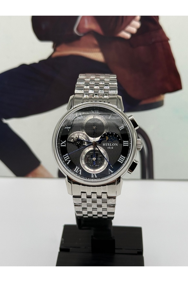Classic Men's Watch with Moon Phase 5 Atm Waterproof with 3 Years Warranty