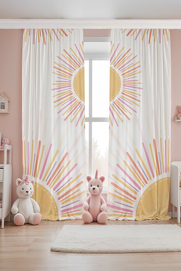 Bohemian Sun Patterned Children's Baby Room Background Curtain (Single Wing Pricing)