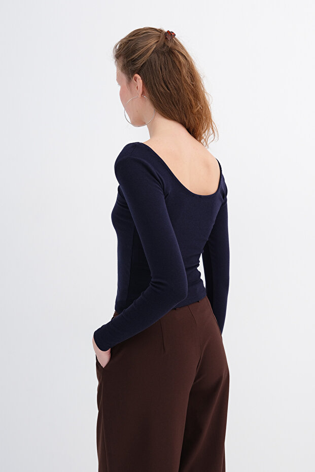 U Yaka Basic Modal Bluz B4410 - 6