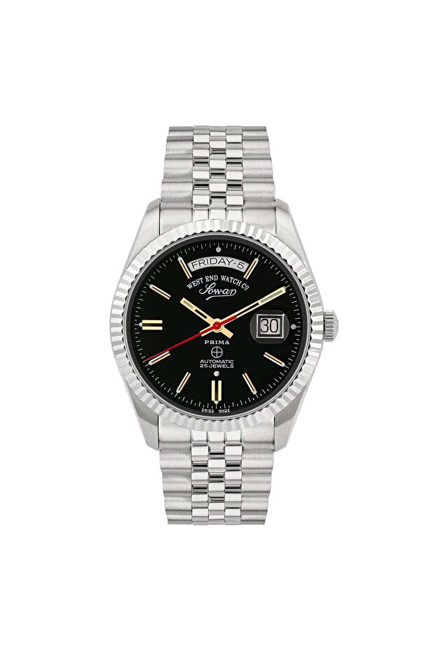 West End Men's Silver Tone Case Black Dial Automatic Watch