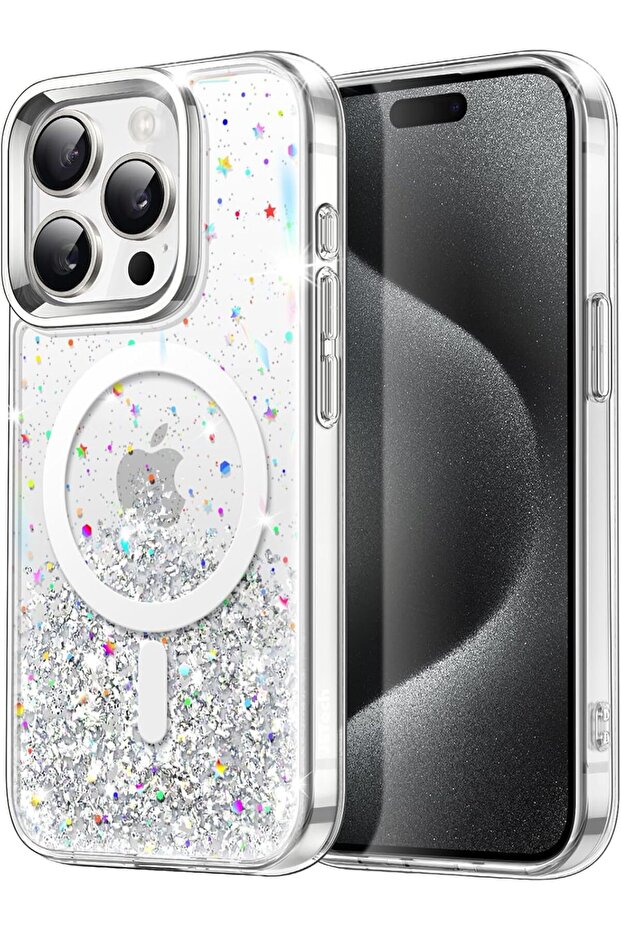 Glitter Case for iPhone 15 Pro Max 6.7-Inch - MagSafe Compatible, Clear
