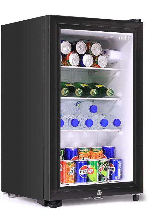 62L Compact Fridge Glass Door with Key Lock, Compressor Cooling, Under The Table