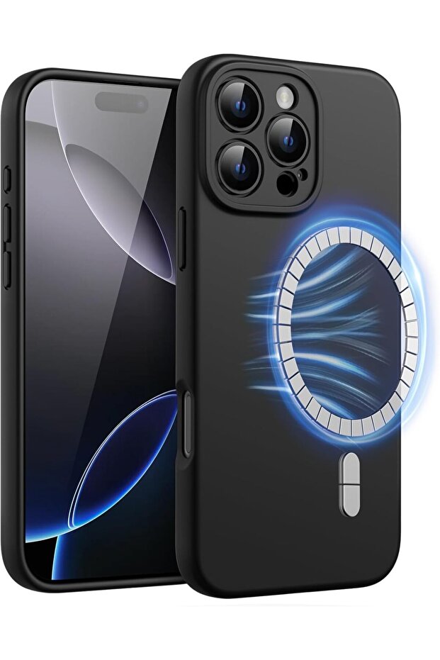 Magnetic Silicone Case for iPhone 16 Pro 6.3-Inch (Black)