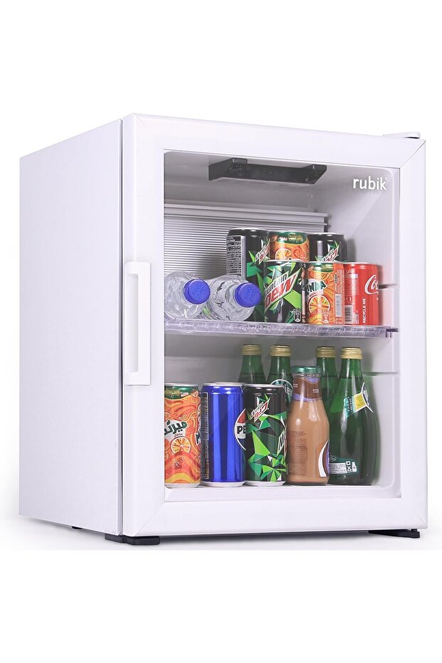 40L Glass Door Absorption System Minibar, Room Beverage Cooler with Zero Noise RMB-40A White