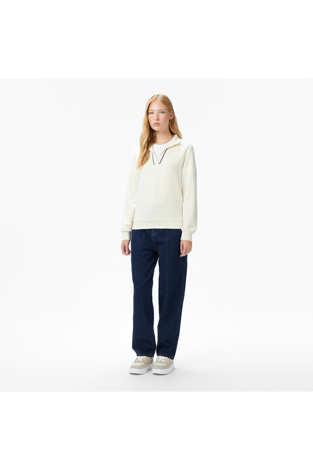 Kadın Krem Regular Fit Sweatshirt - 3