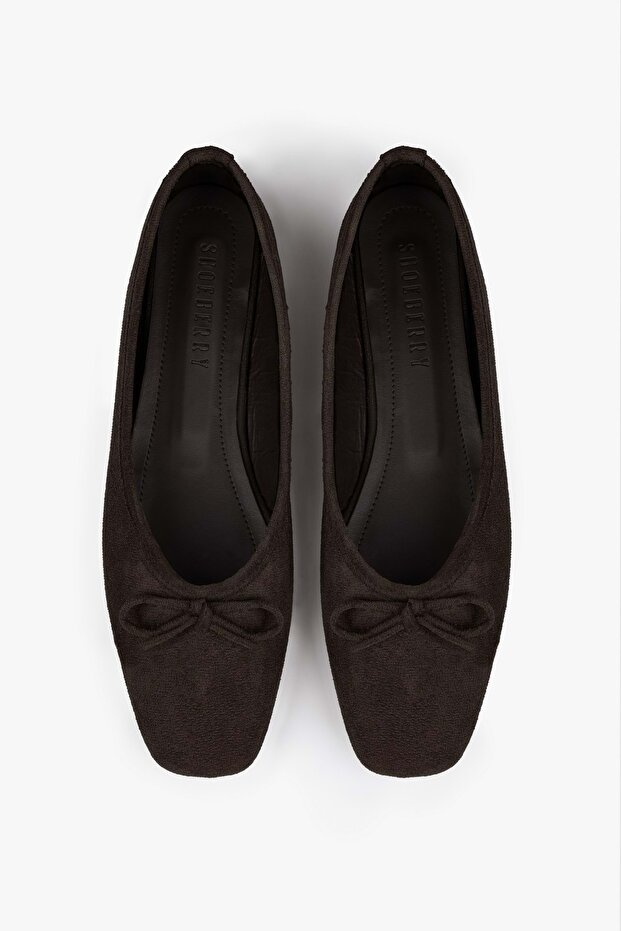 Woman lovia painful coffee suede bow ballet flat