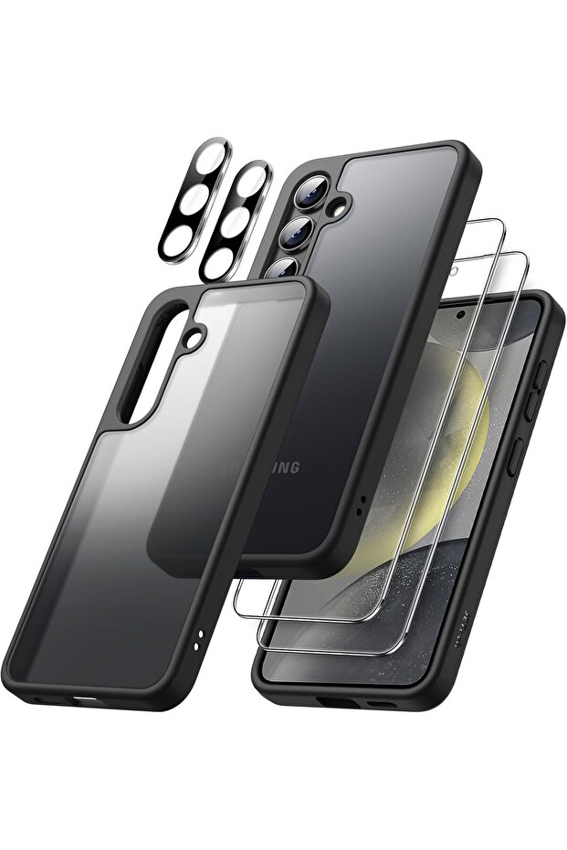 5-in-1 Matte Case for Samsung Galaxy S24 5G with 2-Pack Screen & Camera Lens Protectors (Blac