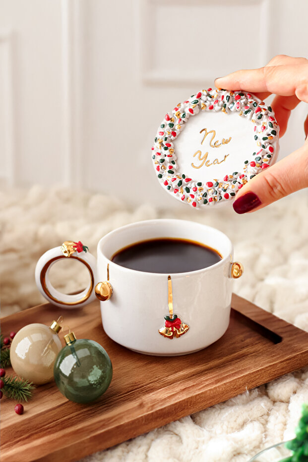 New Year Written on the Lid Mug Ceramic Cup / New Year Ceramic Mug