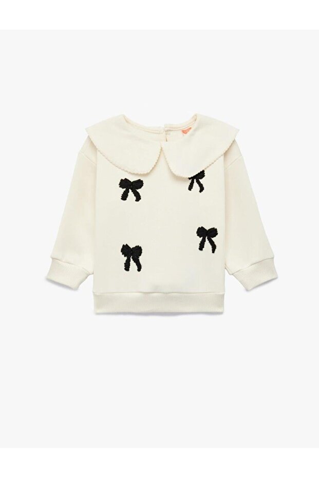 Baby Girl Bow Detailed Long Sleeve Peter Pan collar Sweatshirt (Aw 25)