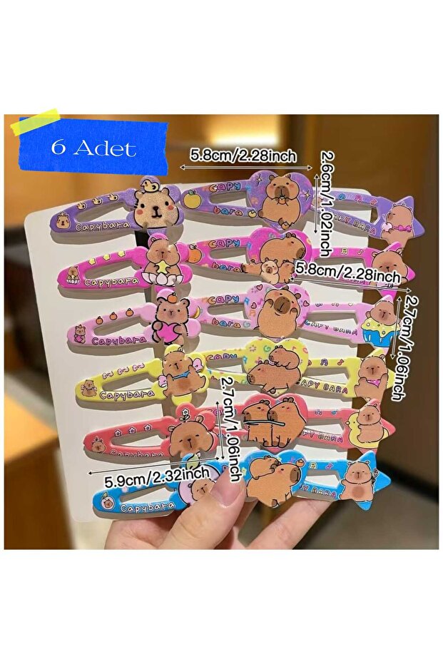 6-Piece Capybara Capibara Hair Clips Hair Accessories Elementary School Girls Hair Clip
