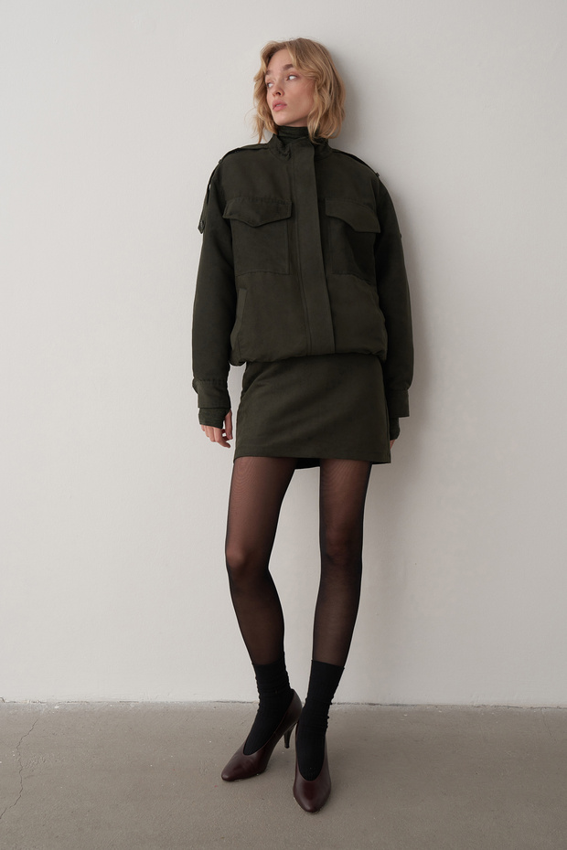 Haki Süet Bomber Ceket - 3