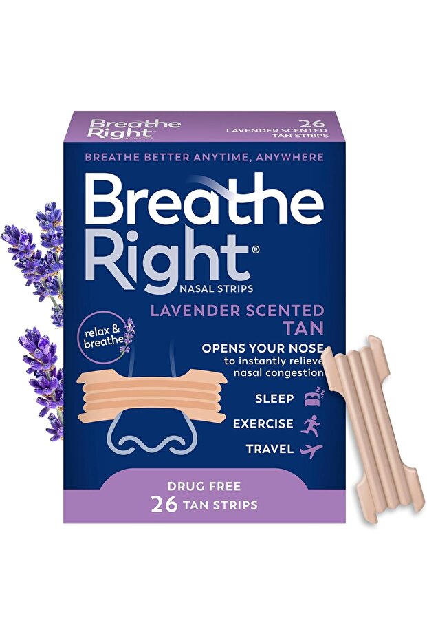 Nasal Strips to Stop Snoring, Drug-Free, Calming Lavender, 26 count