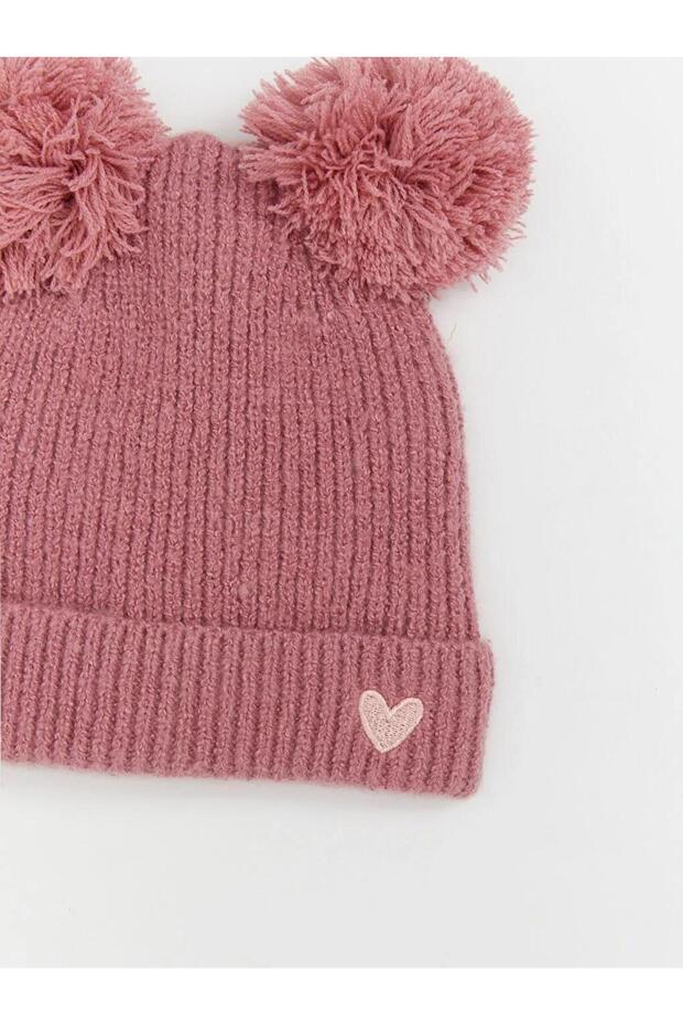 Baby Girl Beanie with Pompom (W5)