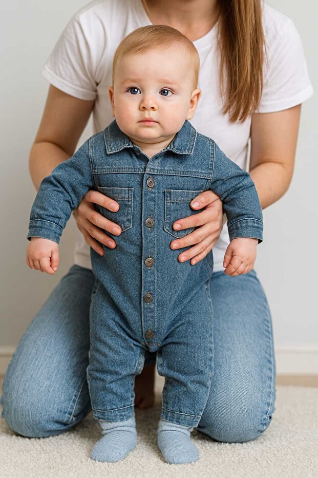 Baby Boy Jean Denim Overalls - Salopet