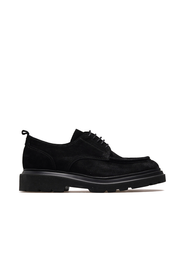 Men's genuine leather casual daily shoes 25k ykm-54083 m black nubuck