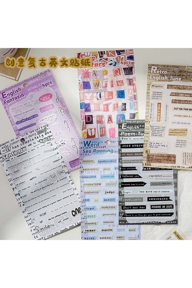 4 Sheets of Writings Pet Sticker Color: Blue