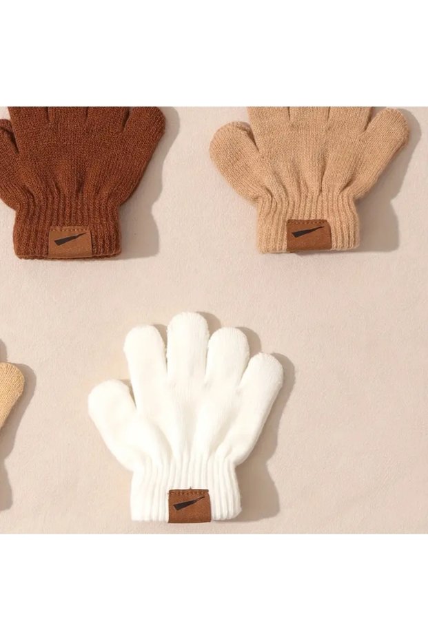 Children's Unisex Knitwear Knitted Gloves (Light Beige) 0-24 Months