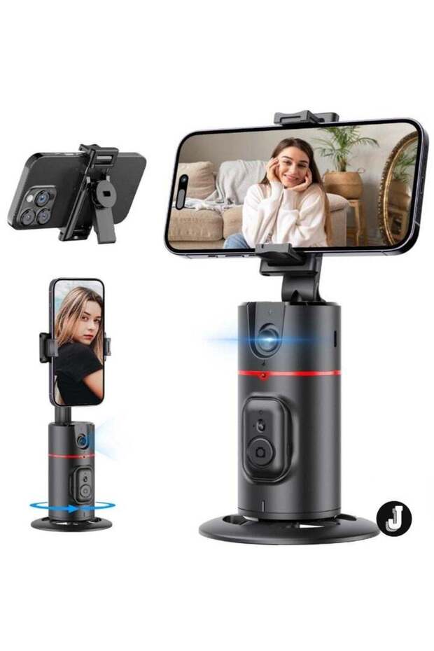 Auto Face Tracking Tripod - Smart 360° Rotation Phone Camera Mount with Remote (Black)