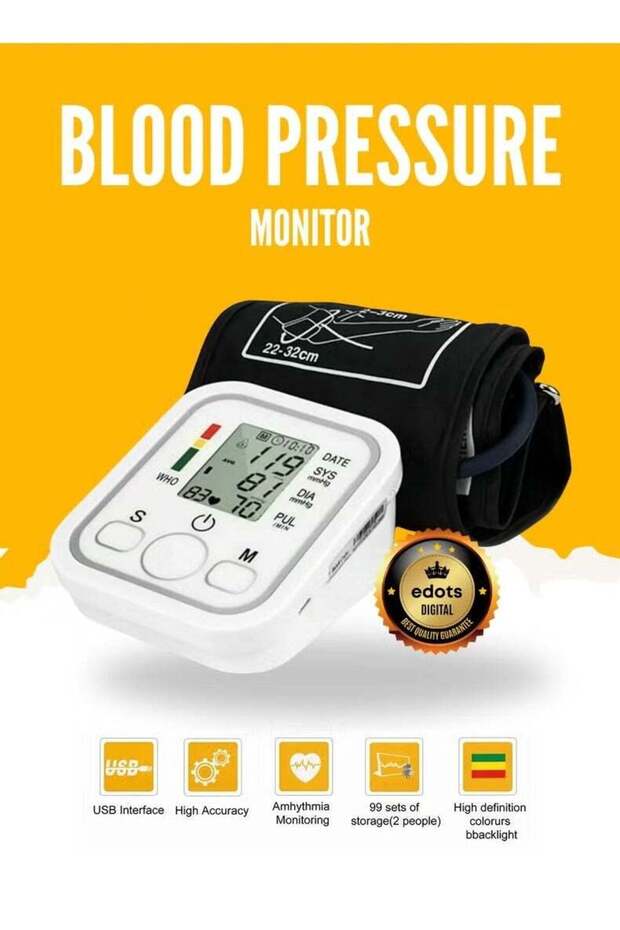 Digital Blood Pressure Monitor - LCD Display & Voice Function, Portable