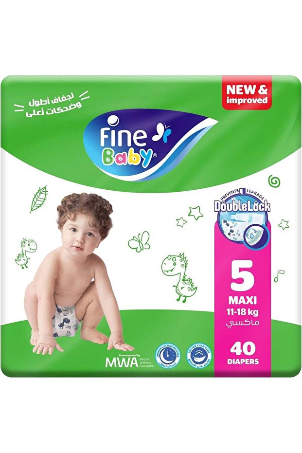Diapers Size 5, Maxi, 11-18 kg, 40 Count
