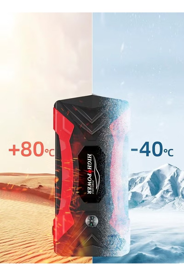 Multi-function Car Starter with Emergency Fast Charge, Car Tire Inflator and Built-in Powerful L - 4