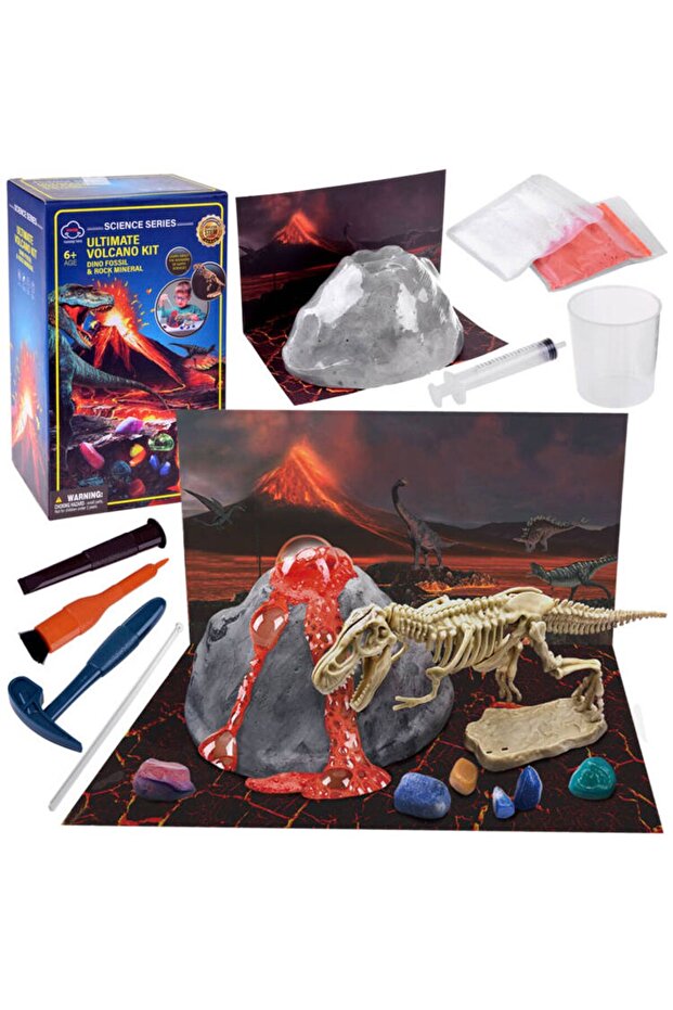 Ultimate Volcano Science Kit for Kids – DIY Eruption with Dino Fossils & Rock Dig STEM Toy
