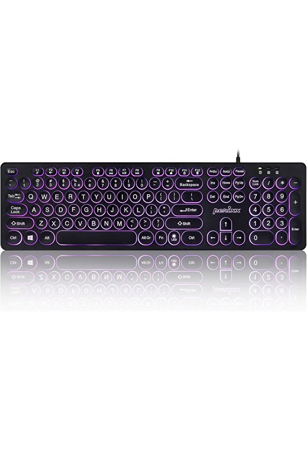 PERIBOARD-317R Wired Backlit USB Keyboard - Big Print, Tri-Color LED, US English
