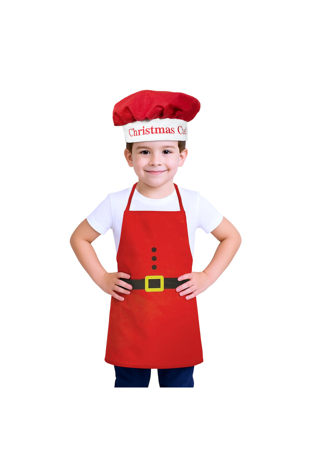 Santa Chef Apron Set Child Size 33x45cm
