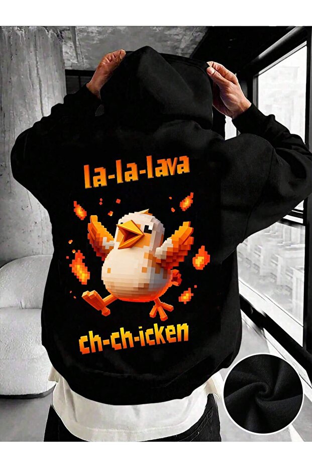 Oversized Thick Hooded Sweatshirt – Cartoon Printed , Comfortable Loose Fit, Casual