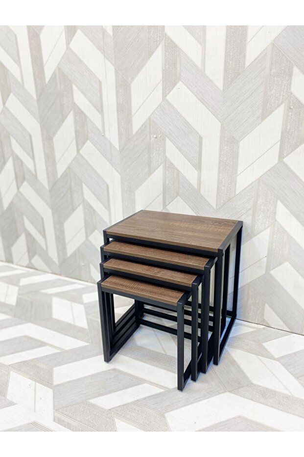 Nesting Service Table Set - 4 Pieces - Modern and Space-Saving - 2