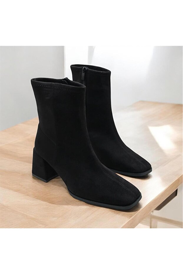 siyah kadın süet bot`bootie - 1