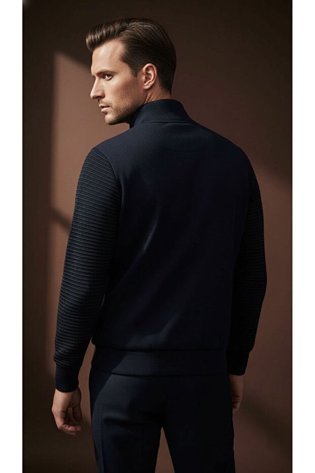 Black Men's Jacket, Zippered Pockets - 3