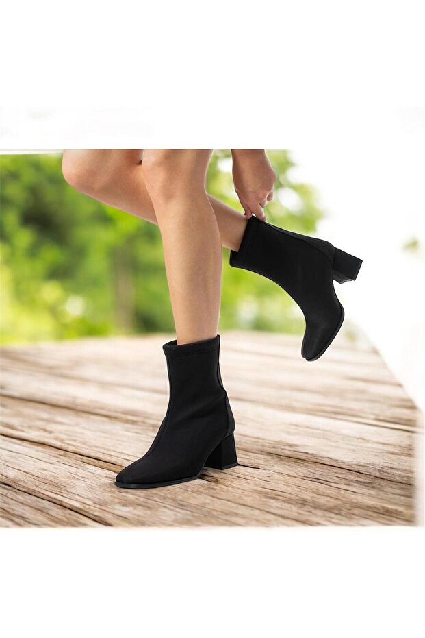 siyah kadın süet bot`bootie - 4
