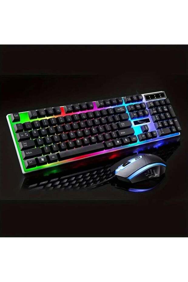 G21 USB Wired 104-Button Mechanical Feel Keyboard and LED Mouse Set
