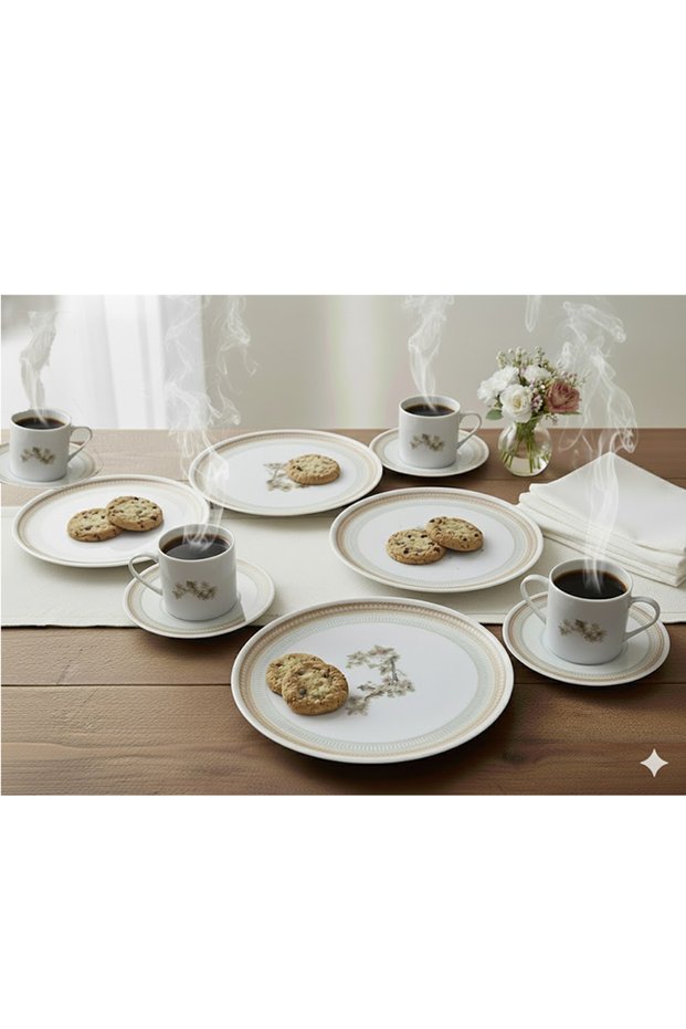 Pink Flower Porcelain Pasta Coffee Serving Presentation Set for 6 People ***New Product***