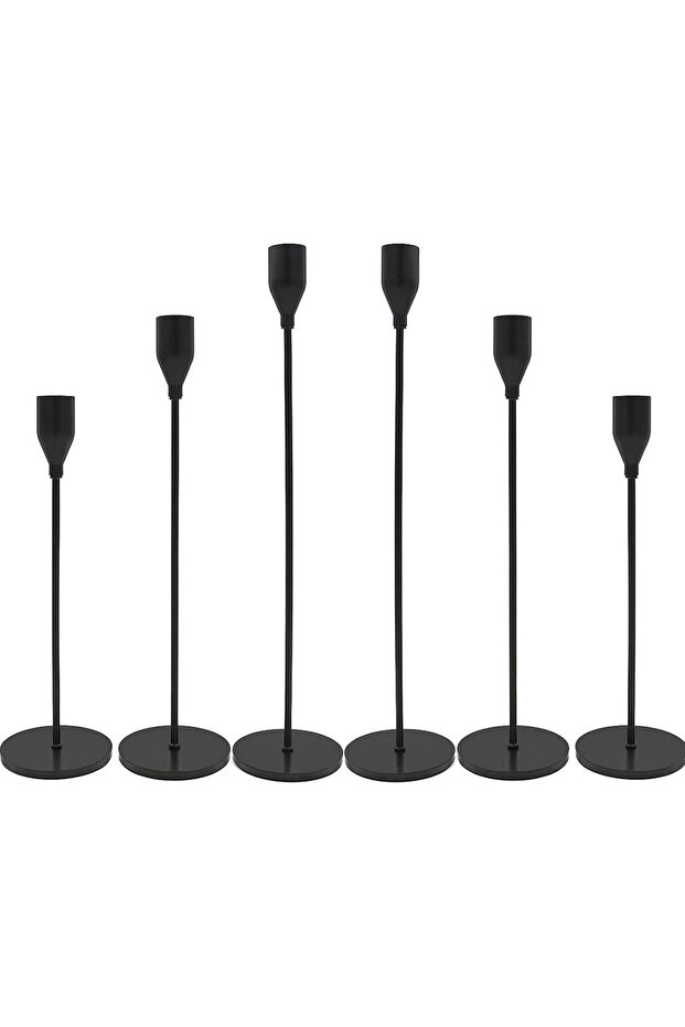 6 Pcs Matte Black Candle Holders - Set of 6 Candlestick Holders for 3/4" Taper Candles