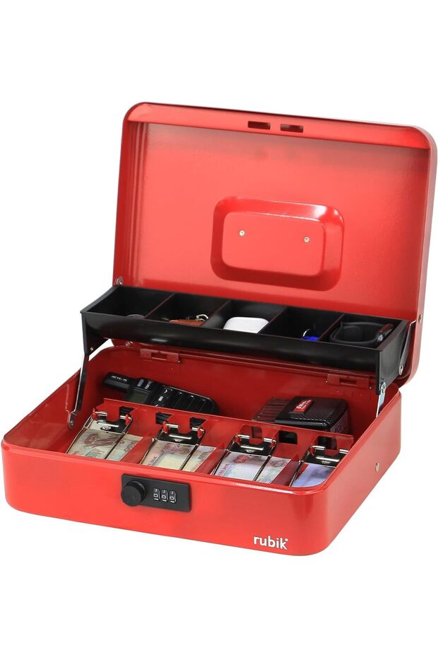 X-Large Cash Box with Combination Lock (Red)