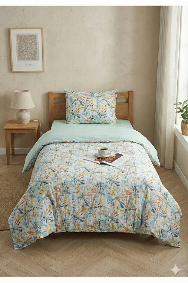 غطاء لحاف منقوش مزدوج الجوانب لشخص واحد - 4