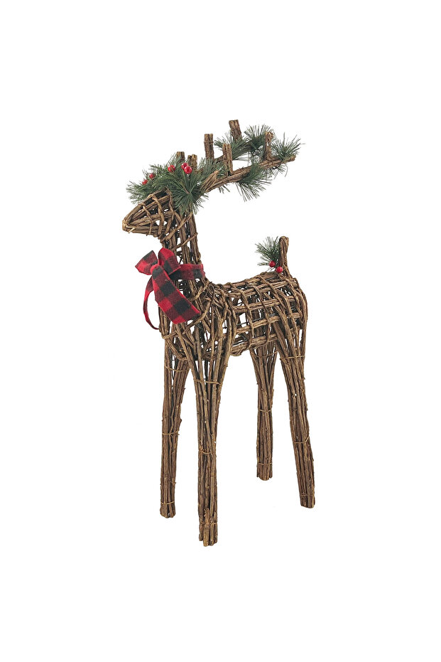 Christmas Rattan Standing Reindeer 37x14x70m