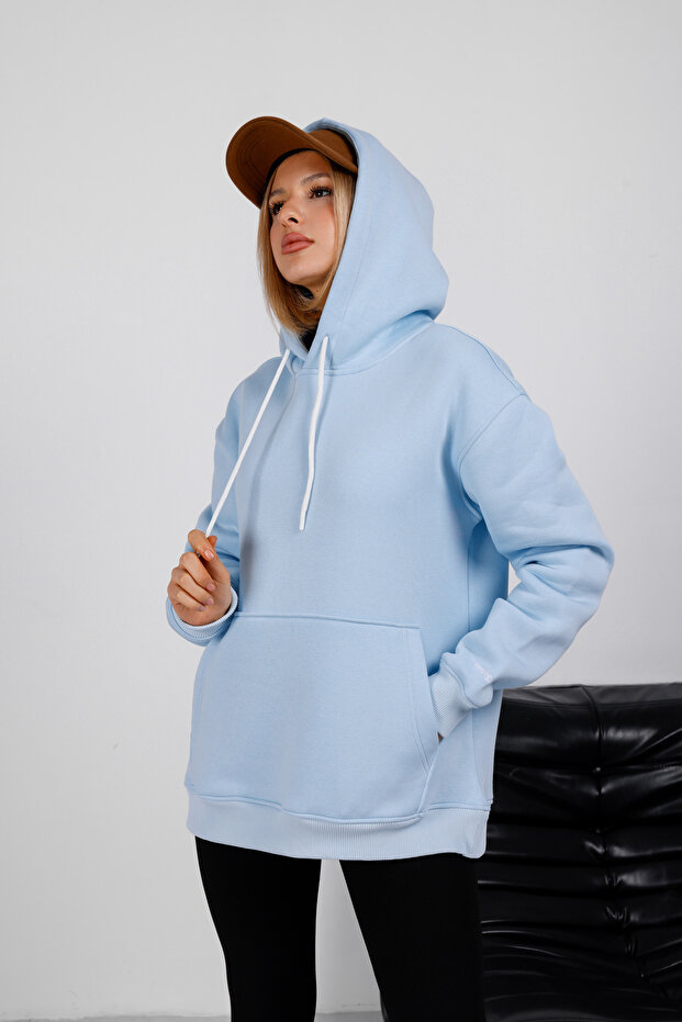 Basic Oversize Kapüşonlu Sweatshirt